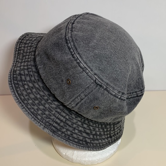 Newhattan Short Brim Visor Denim Smoke Cotton Bucket Sun Hat - Picture 4 of 5